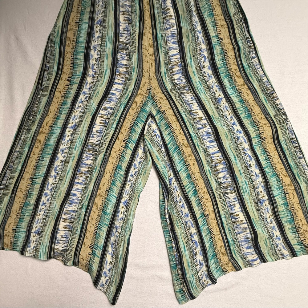 Vintage 90s AKF New York Rayon Wide Leg Palazzo Pants PM Boho Resort - Picture 14 of 15